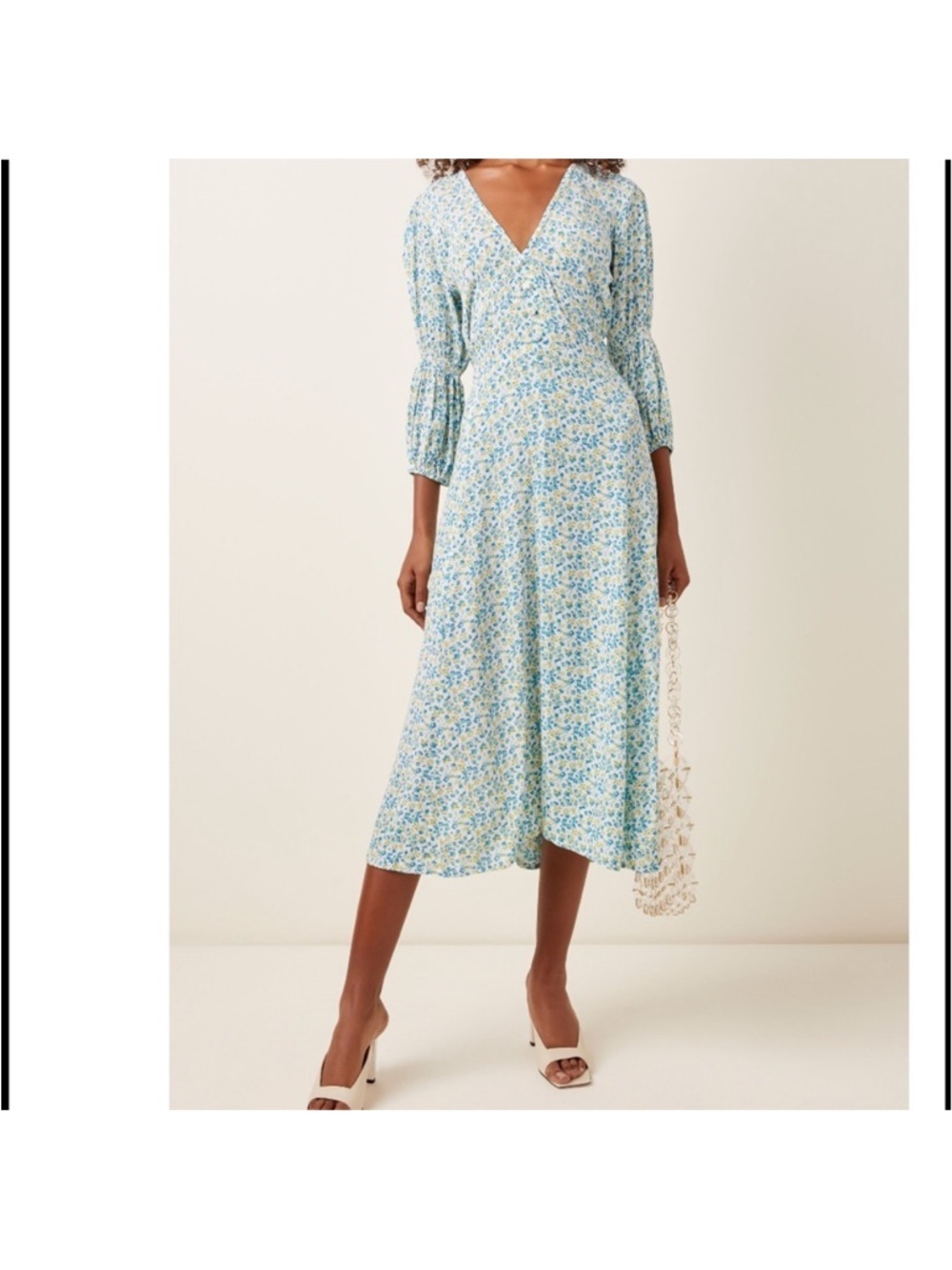 FAITHFULL Maud Midi Dress Tilde Blue Floral Print size 6